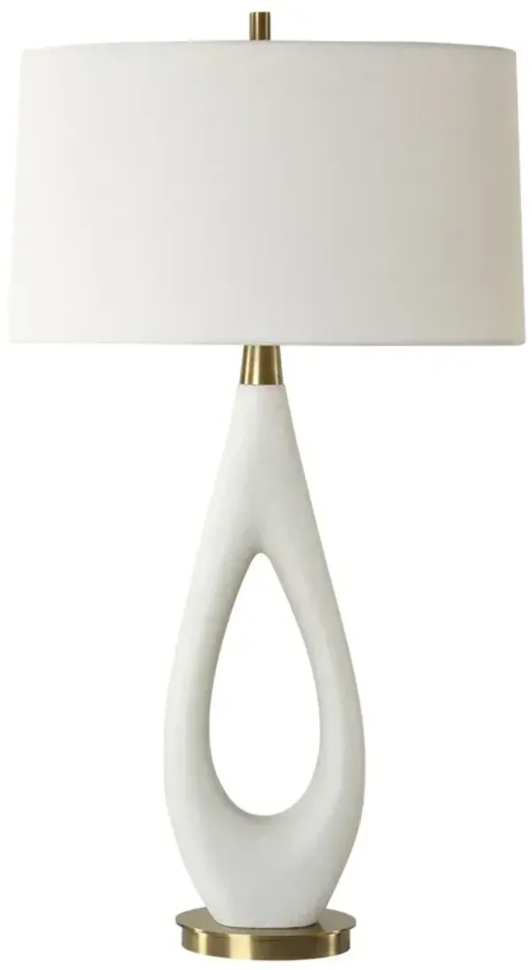 Fiorenzo Rice Stone Table Lamp - Gold/White