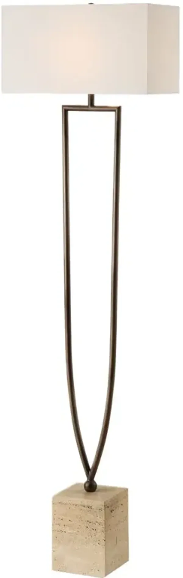 Amara Travertine Floor Lamp - Bronze/Natural