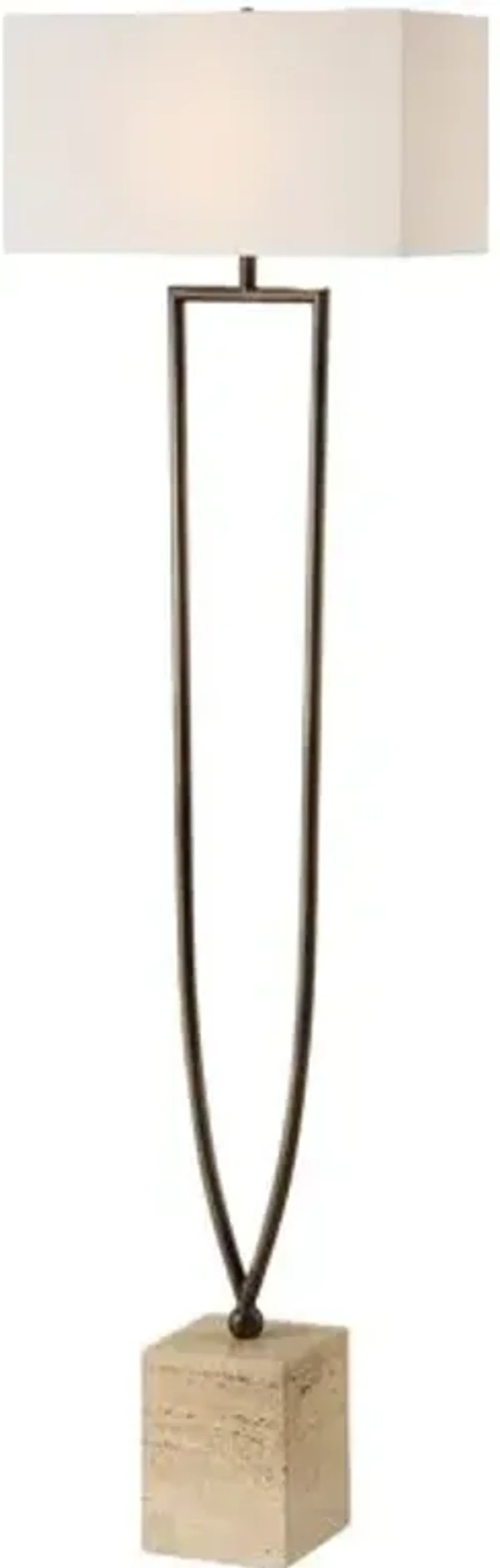 Amara Travertine Floor Lamp - Bronze/Natural