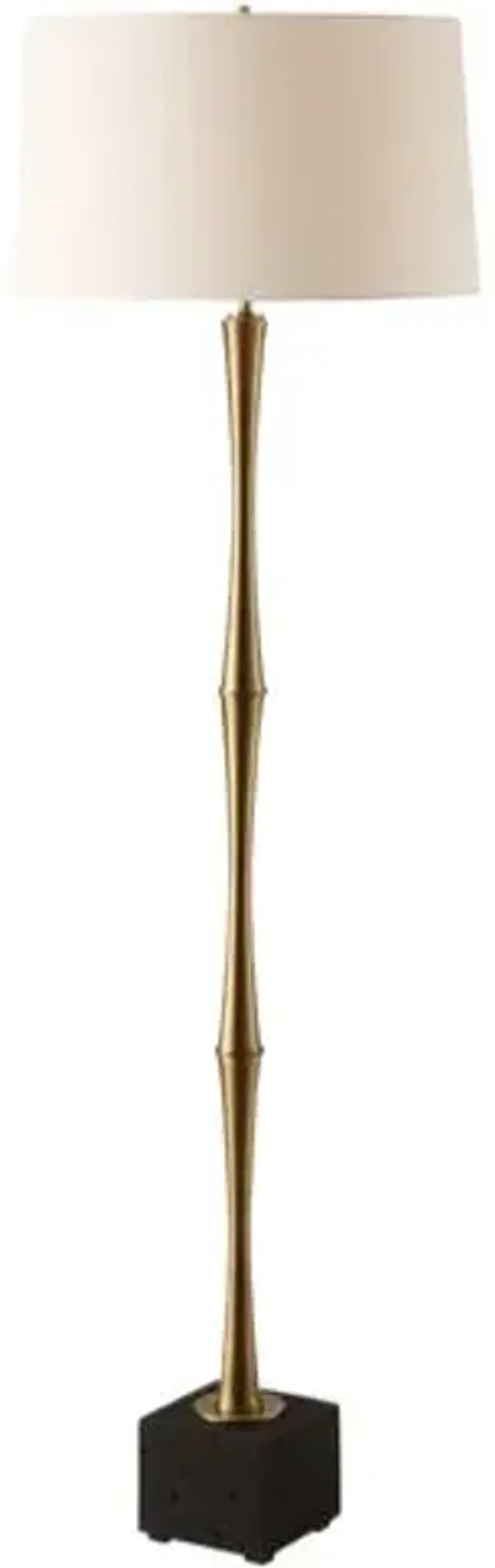 Quinlan Travertine Floor Lamp - Black/Brass/Gold