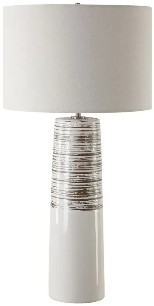 Gaia Ceramic Table Lamp - Brown/White