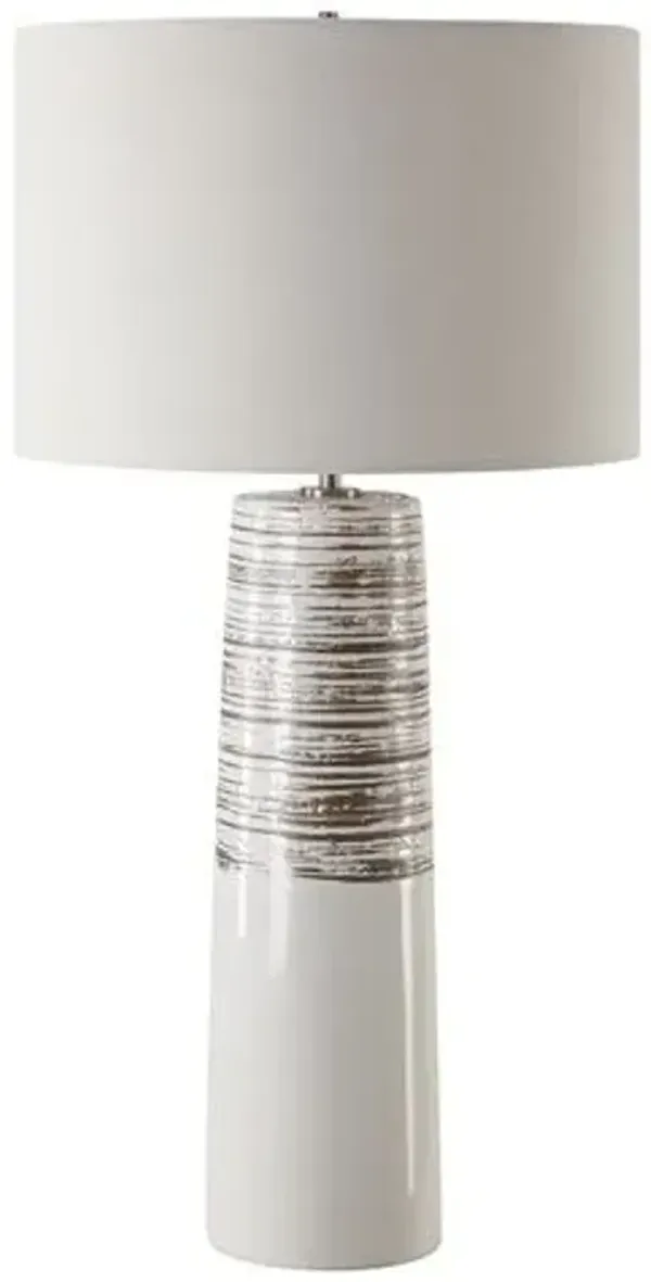 Gaia Ceramic Table Lamp - Brown/White