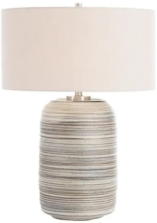 Henriette Large Ceramic Table Lamp - Blue/Brown/White - Multi