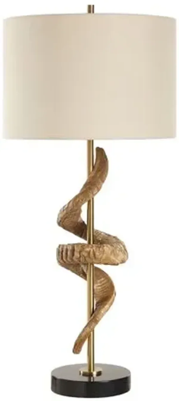 Vespera Horn Table Lamp - Brass/Brown/Gold