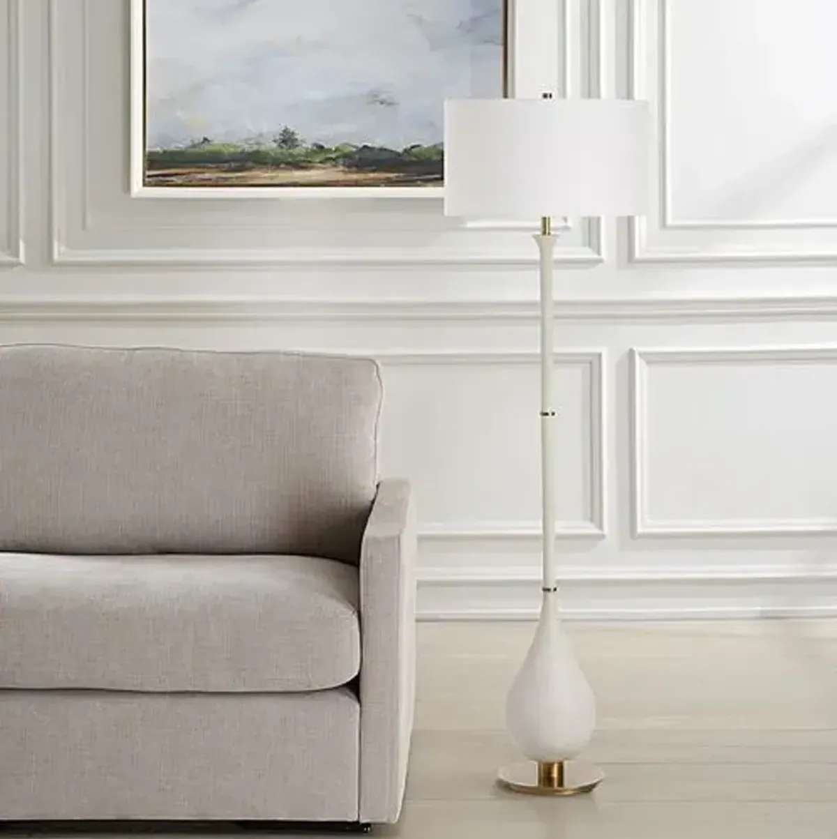 Felix Rice Stone Floor Lamp - White