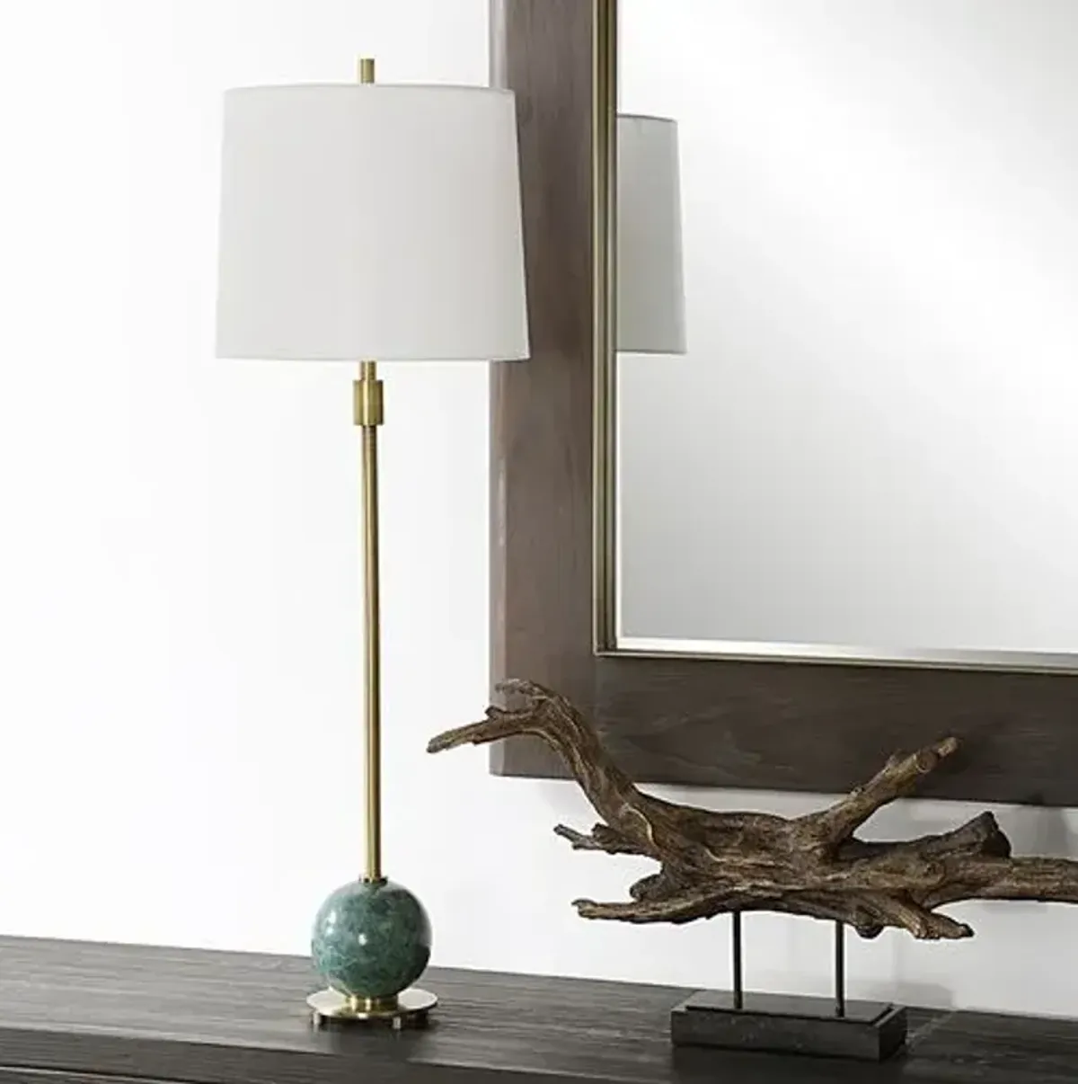 Nolan Marble Buffet Lamp - Brass/Green