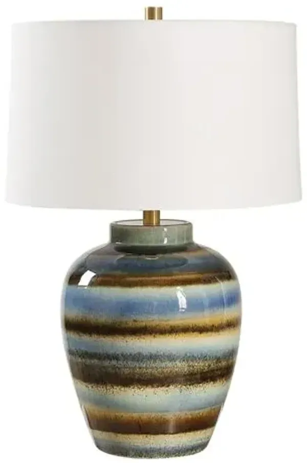 Seraphina Ceramic Table Lamp - Blue/Bronze/Brown