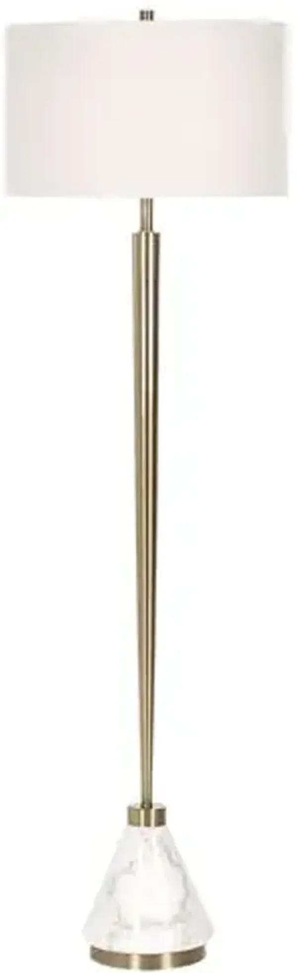 Kiera Marble Floor Lamp - Brass/White