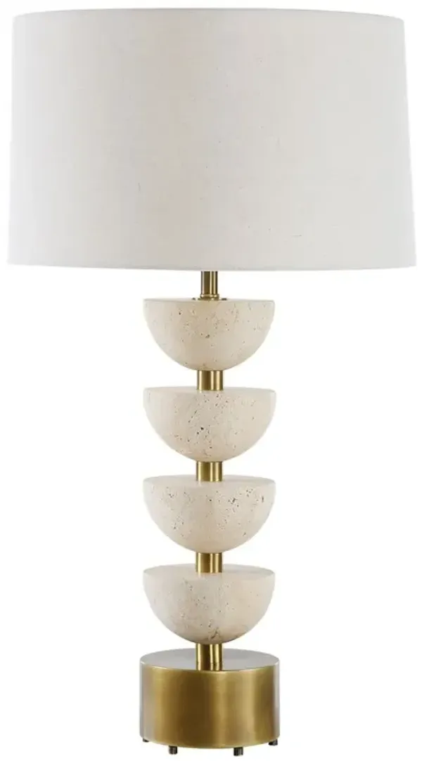 Isaiah Travertine Table Lamp - Brass/Natural - Multi