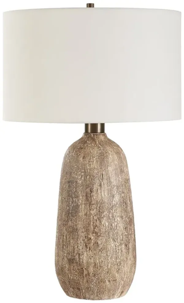 Ismail Textured Ceramic Table Lamp - Bronze/Natural - Brown