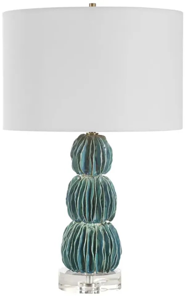 Isabeau Ceramic Table Lamp - Blue/Green - Handcrafted