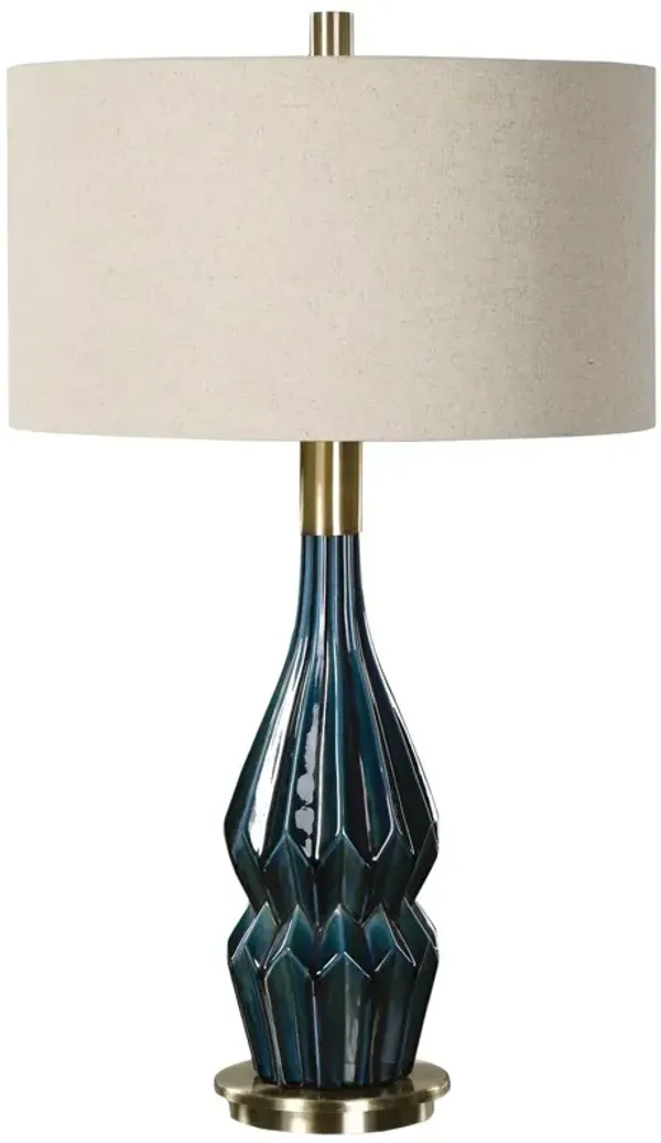 Julian Table Lamp - Blue/Brass/Brown