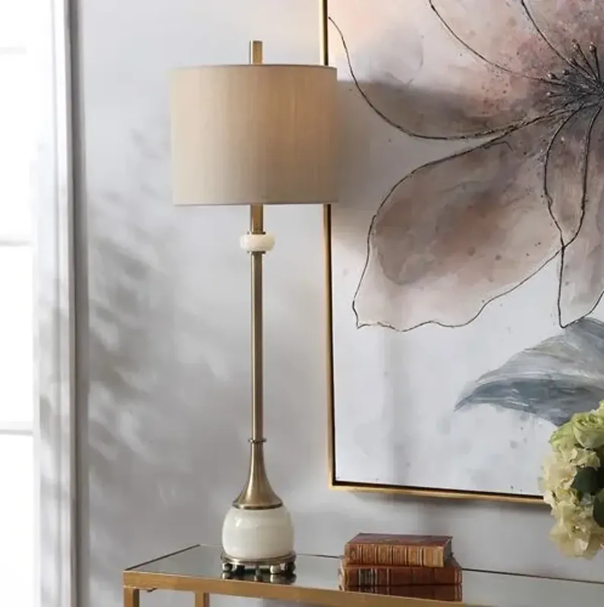 Lukas Marble Buffet Lamp - Brass/White - Gold