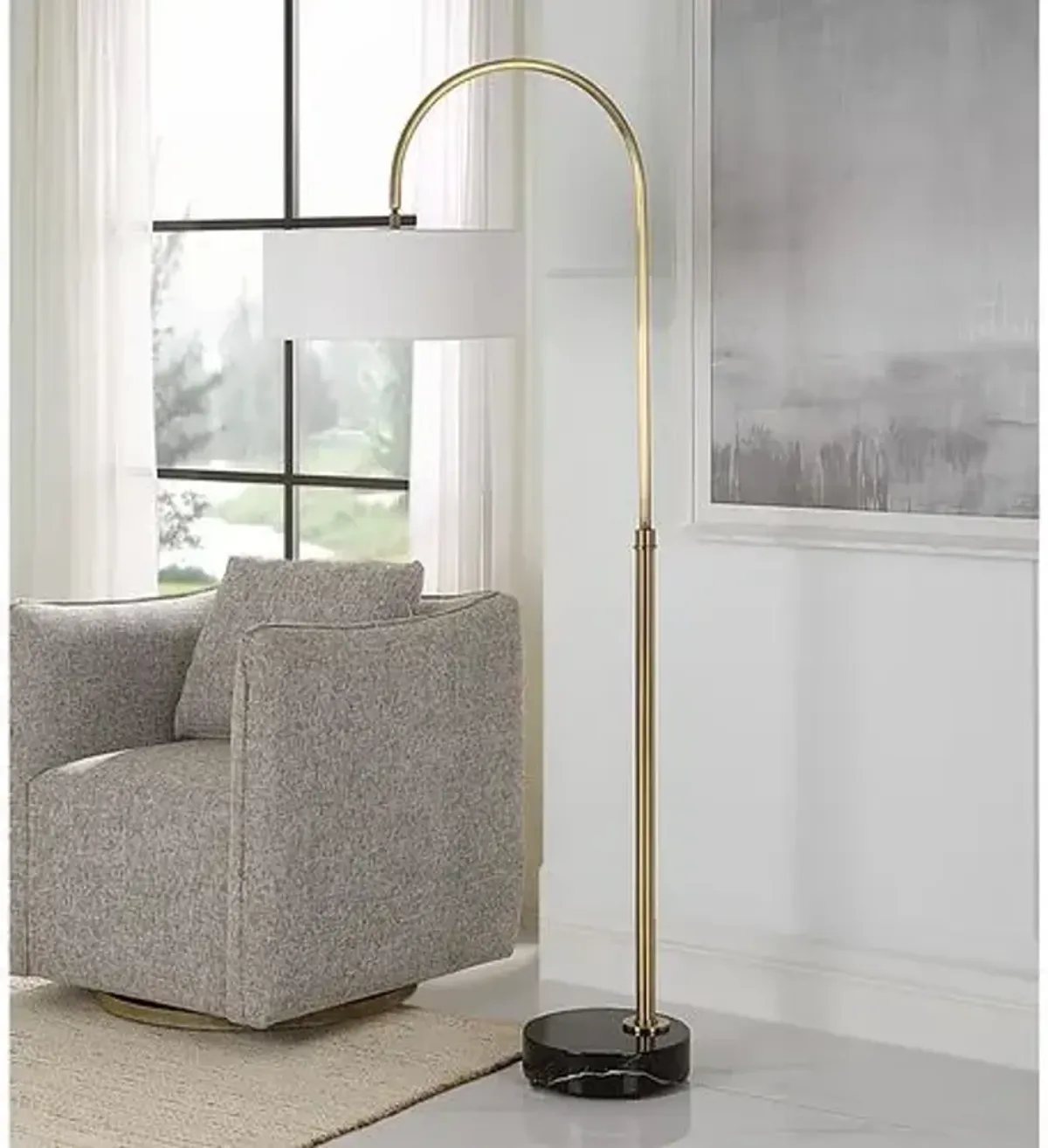 Livia Marble Floor Lamp - Brass/Gold