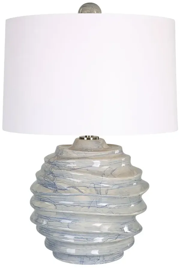 Silvano Ceramic Round Table Lamp - Blue/White
