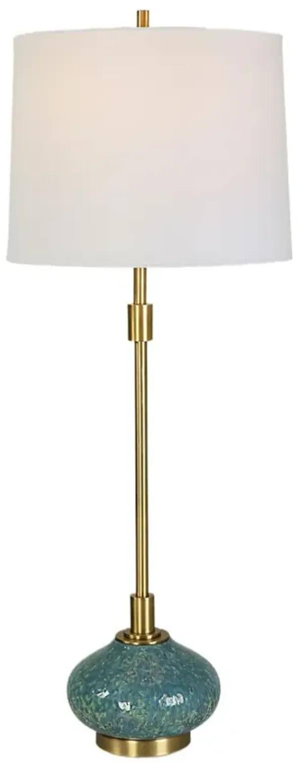 Thiago Ceramic Buffet Lamp - Blue/Brass/Gold