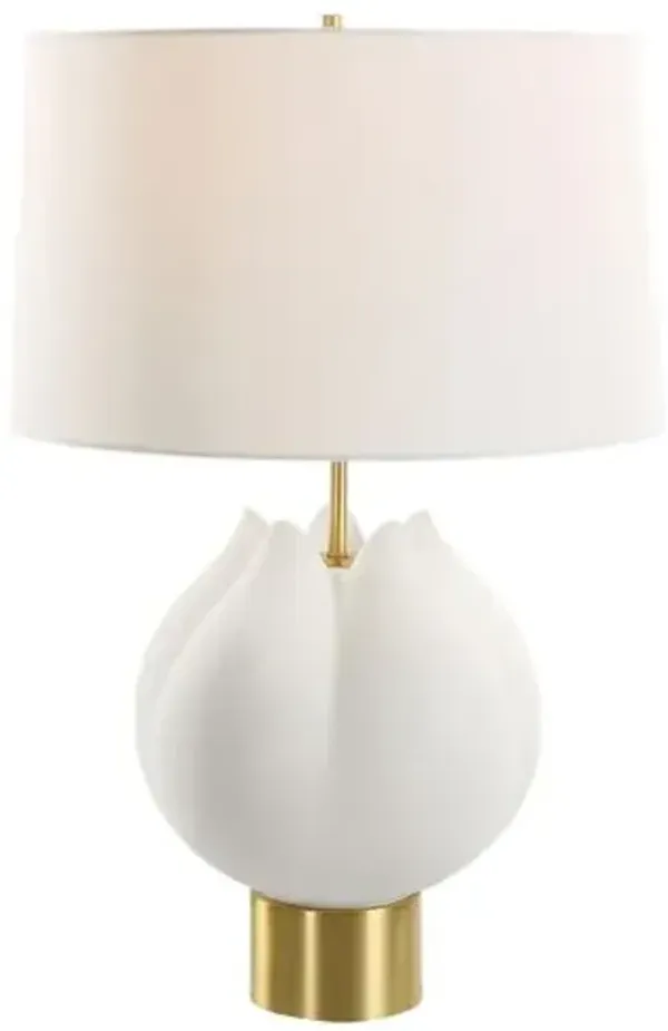 Marina In Bloom Porcelain Table Lamp - White