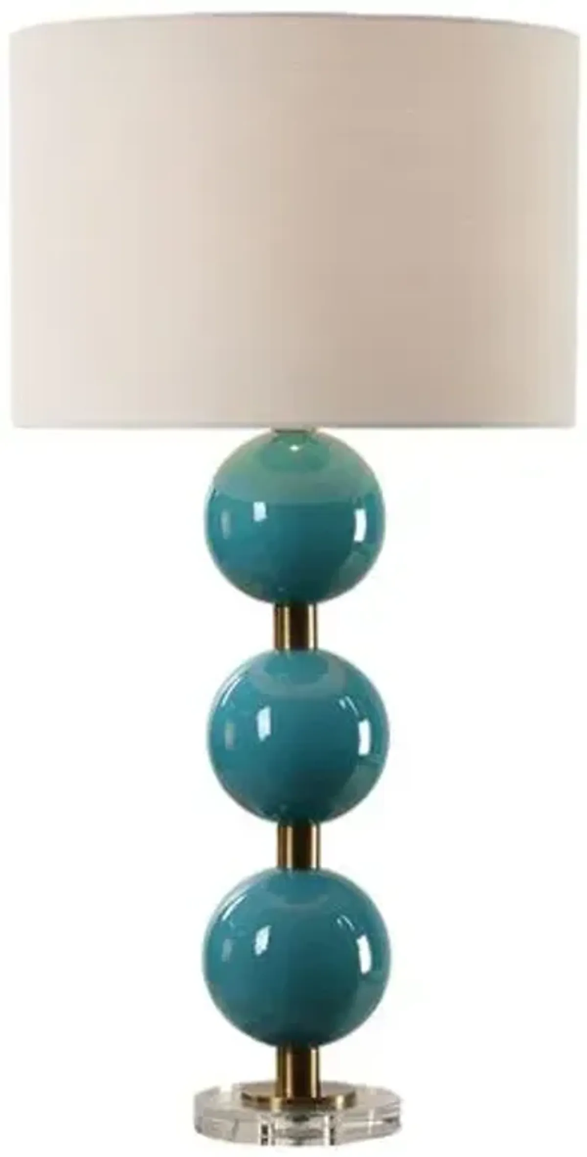 Emanuele Ceramic Sphere Table Lamp - Blue Crackled Glaze/Brass