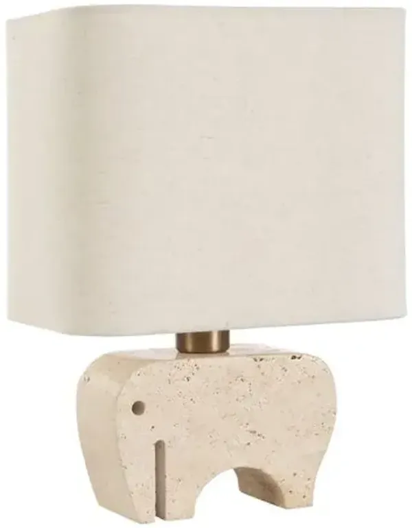 Anouk Travertine Elephant Accent Lamp - Brown