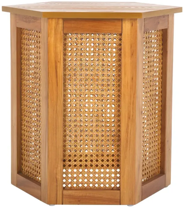 Lazelir Hexagon Cane Accent Table, Natural