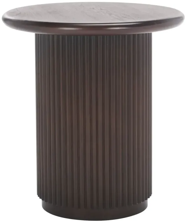 Oshenen Round Accent Table, Dark Brown