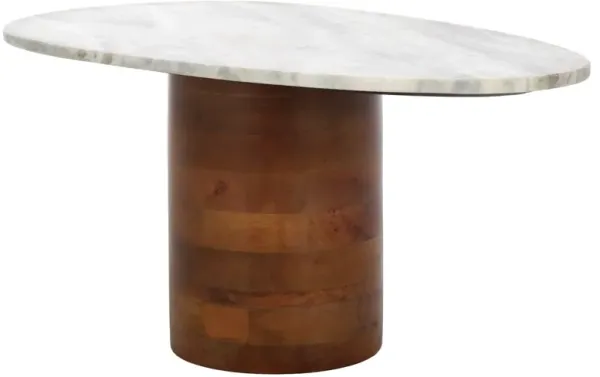 Isoldeel Marble Side Table, Off White Marble/Walnut