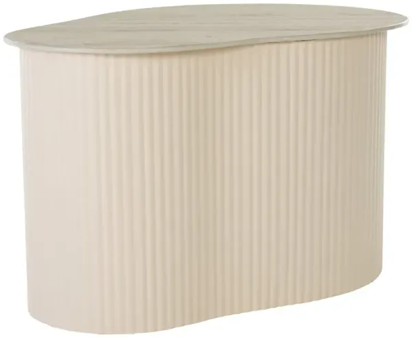 Cyricen Ceramic Side Table, Beige Ceramic/Beige
