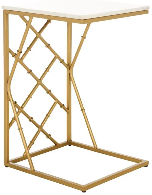 Orala Marble C-Table, White/Gold