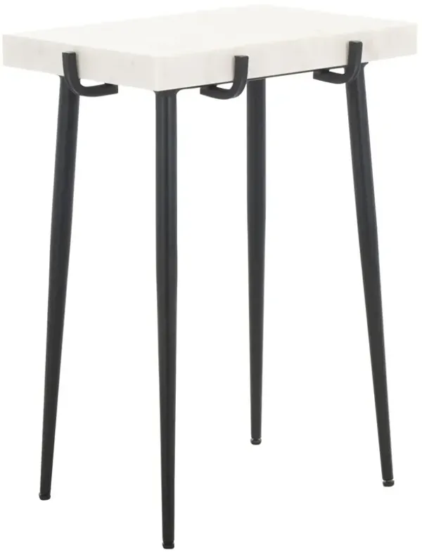 Cybil Marble Side Table, White/Black