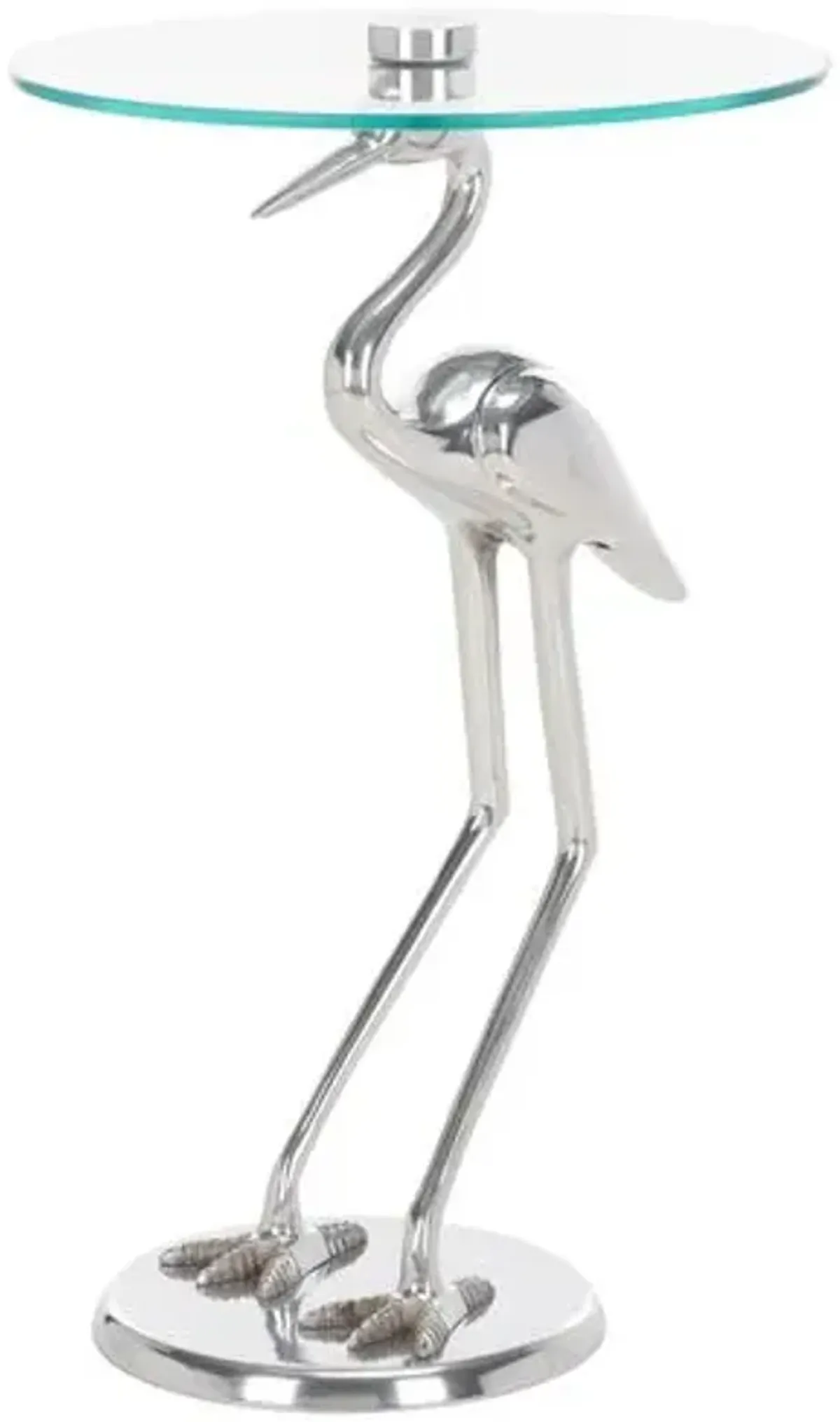 Rivenae Crane Base Accent Table - Silver - 26Hx15.8Wx15.8D in