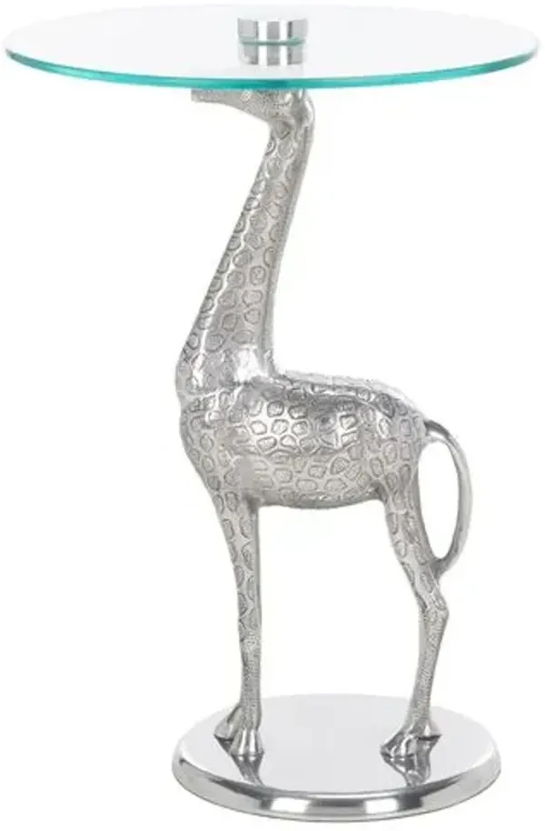 Lanse Giraffe Base Accent Table - Silver - 22.8Hx15.8Wx15.8D in