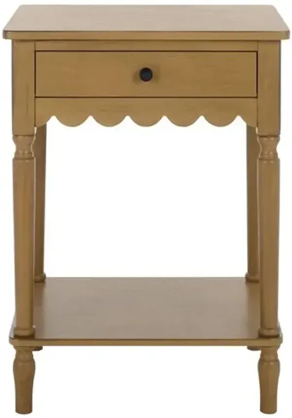 Neronna 1-Drawer Scalloped Accent Table - Brown - 26Hx18.9Wx15.7D in