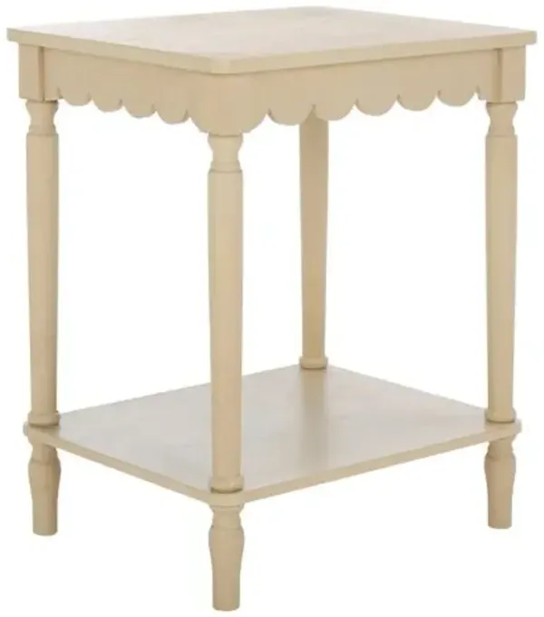 Neronna Scalloped Pine Accent Table - Brown - 24Hx19.5Wx15.7D in