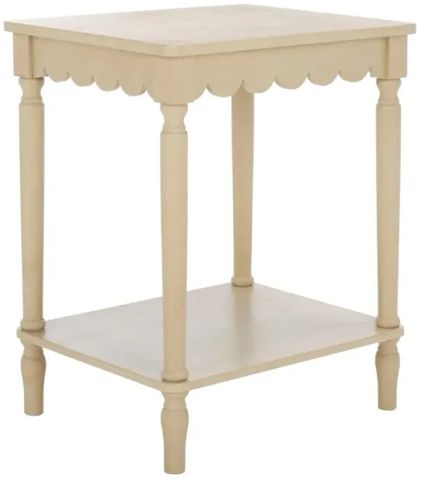 Anwyn Scalloped Pine Accent Table