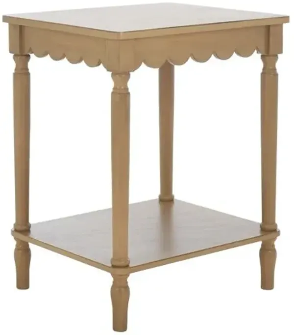 Neronna Scalloped Pine Accent Table - Brown - 24Hx19.5Wx15.7D in