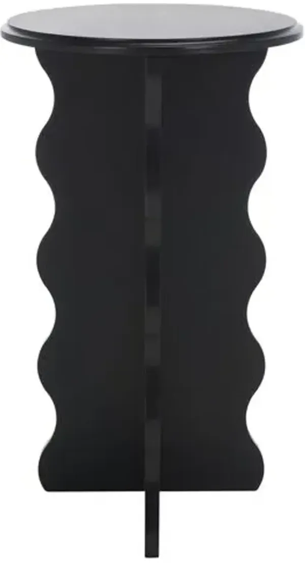 Ozenie Wavy Accent Table - Black - 22Hx15Wx15D in