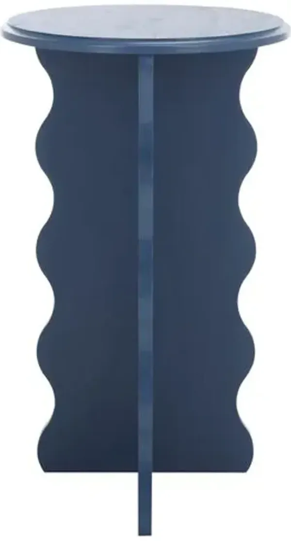 Ozenie Wavy Accent Table - Blue - 22Hx15Wx15D in