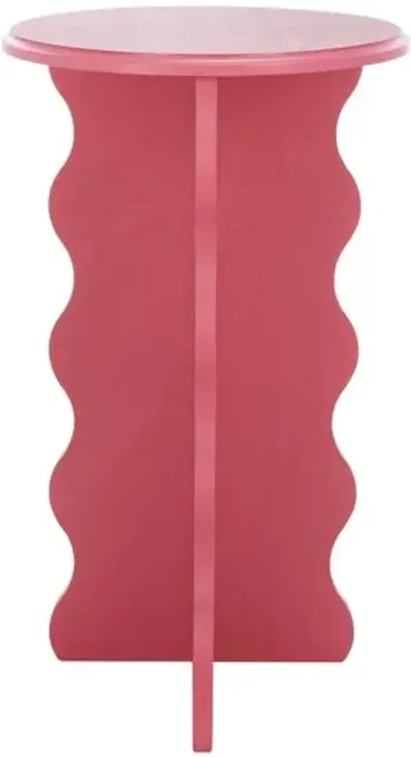 Ozenie Wavy Accent Table - Red - 22Hx15Wx15D in