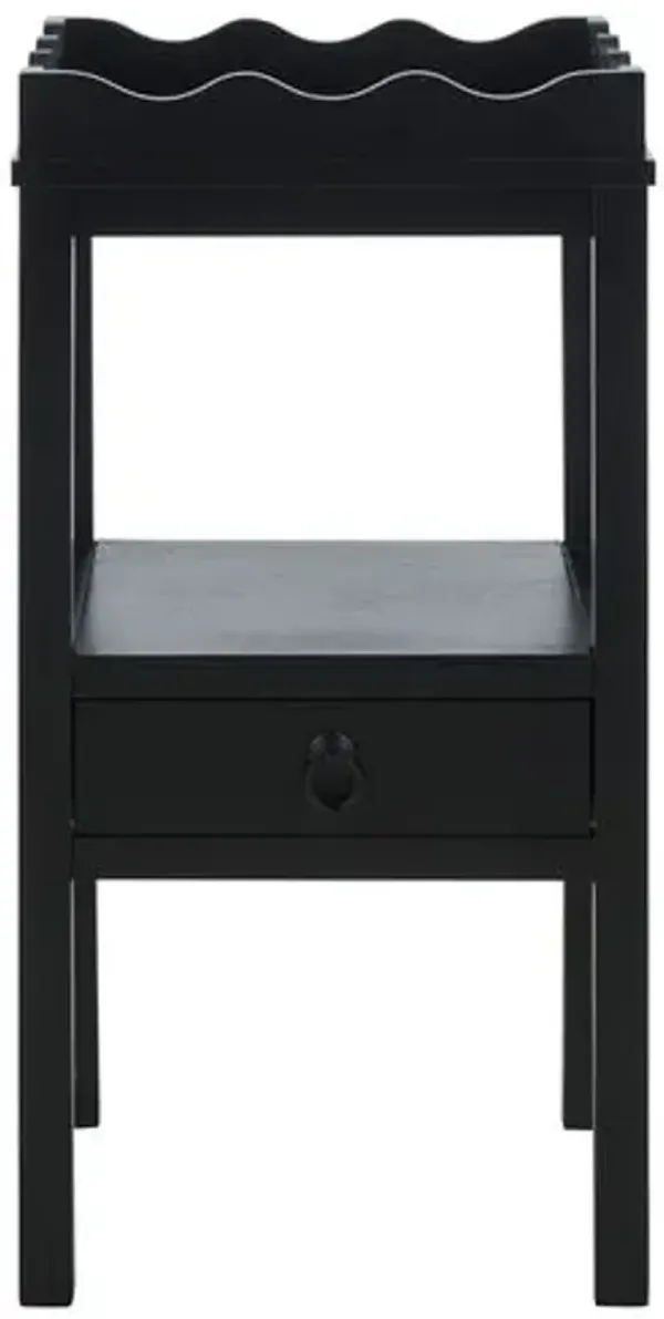 Oshenan 1-Drawer Pine Accent Table - Black - 28Hx14.2Wx13D in