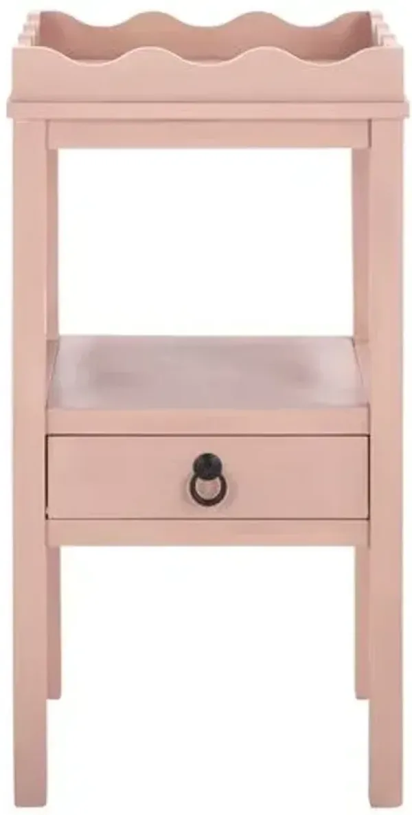 Oshenan 1-Drawer Pine Accent Table - Pink - 28Hx14.2Wx13D in