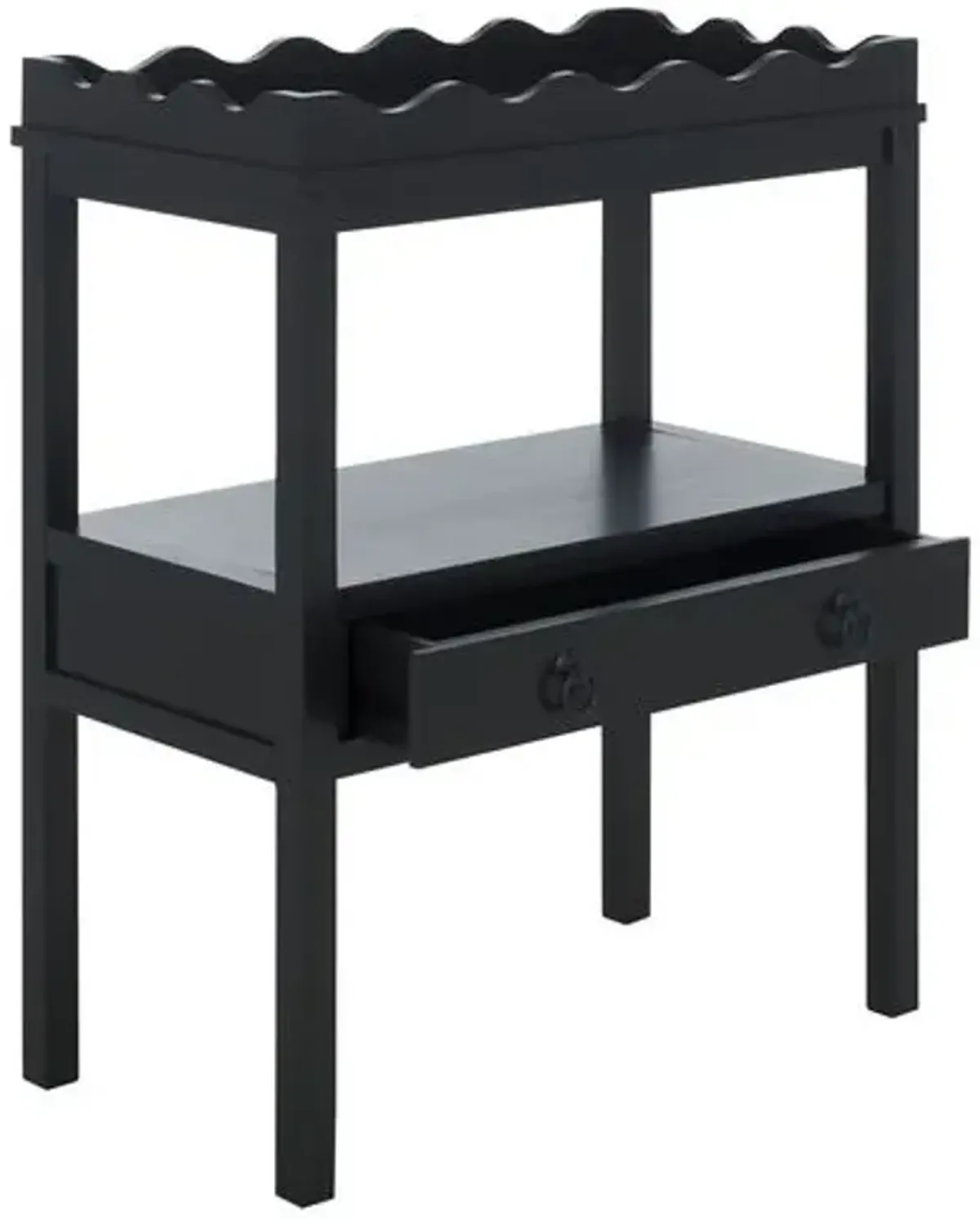 Oshenan 1-Drawer Rectangle Pine Accent Table - Black - 29.5Hx23.6Wx13D in