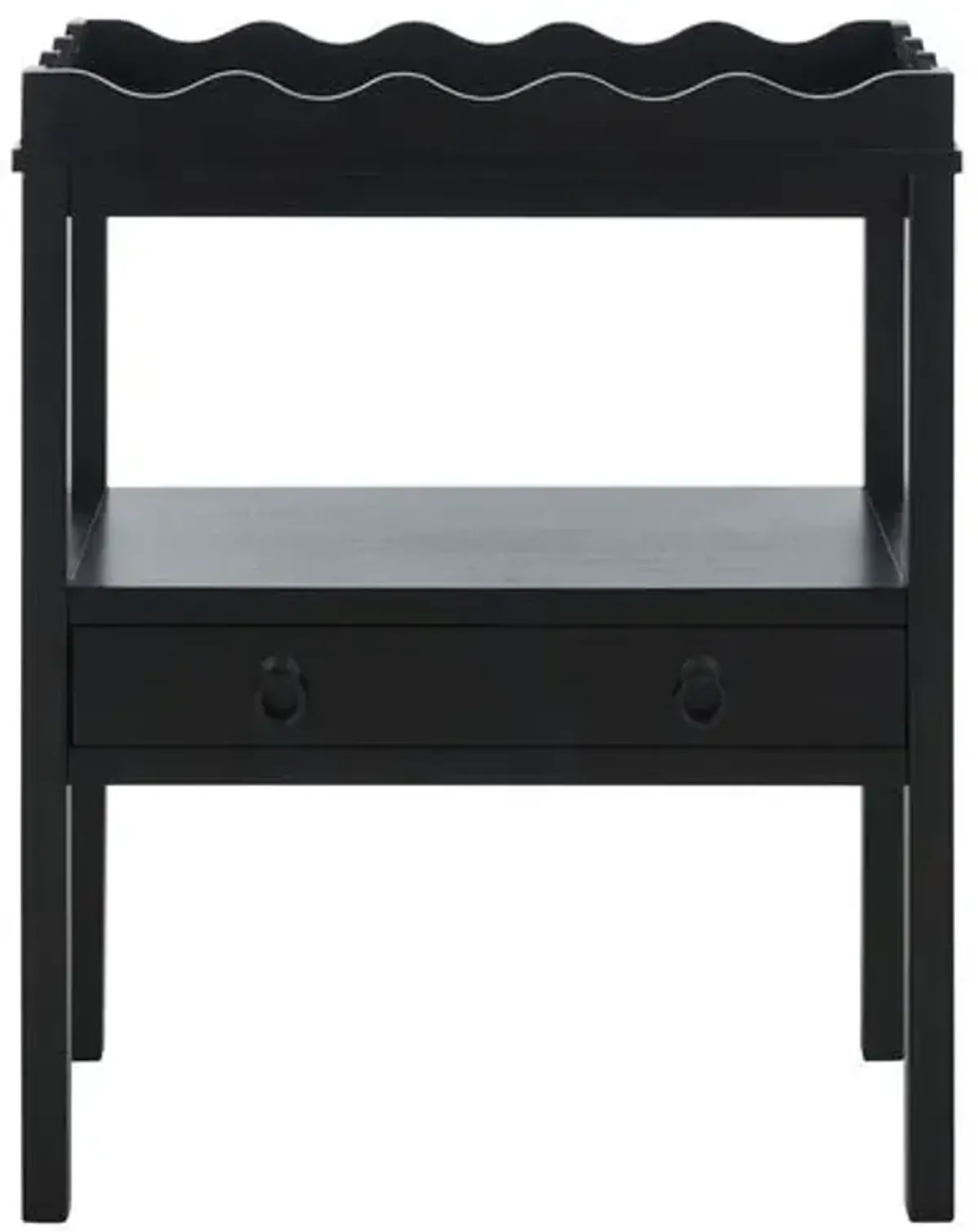 Oshenan 1-Drawer Rectangle Pine Accent Table - Black - 29.5Hx23.6Wx13D in