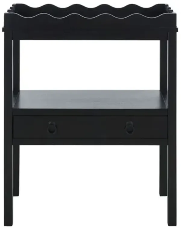 Oshenan 1-Drawer Rectangle Pine Accent Table - Black - 29.5Hx23.6Wx13D in
