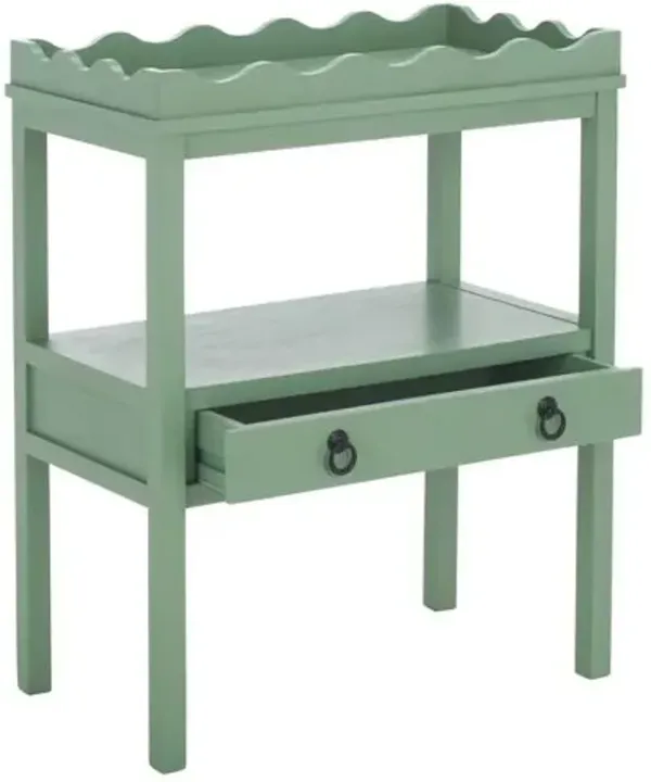 Oshenan 1-Drawer Rectangle Pine Accent Table - Green - 29.5Hx23.6Wx13D in
