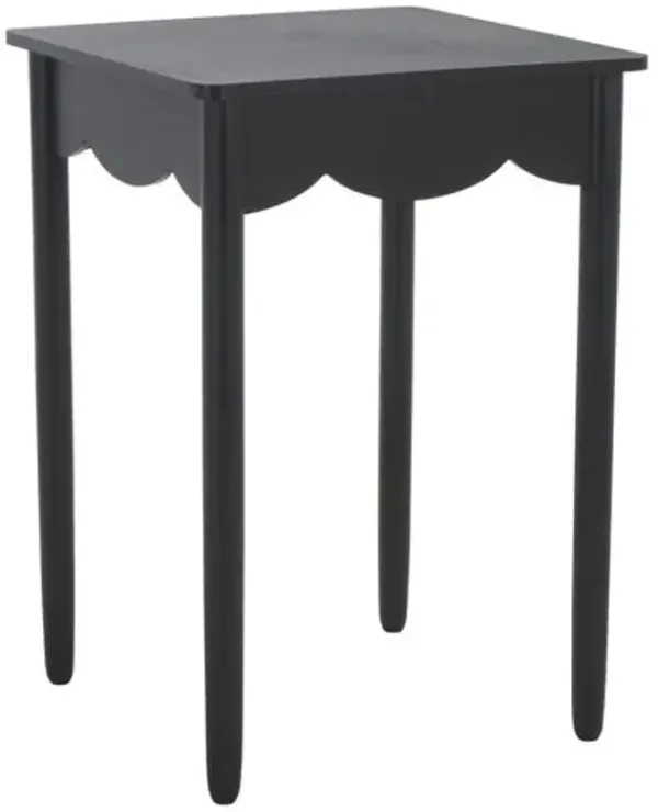 Myricel Scalloped Pine Accent Table - Black - 24Hx16.9Wx16.9D in