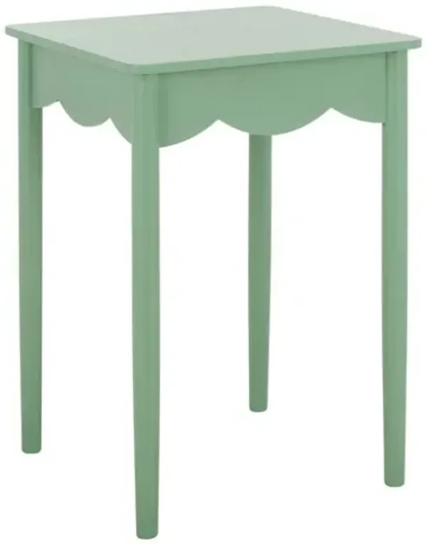 Myricel Scalloped Pine Accent Table - Green - 24Hx16.9Wx16.9D in