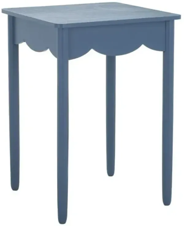 Myricel Scalloped Pine Accent Table - Blue - 24Hx16.9Wx16.9D in