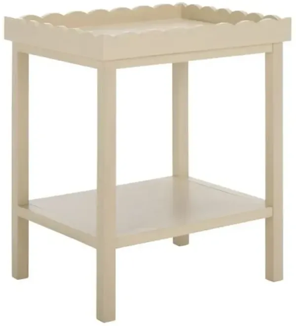 Myricus Scalloped Pine Accent Table - Beige - 24Hx19.7Wx15.7D in