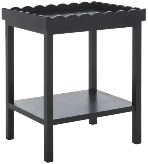 Myricus Scalloped Pine Accent Table - Black - 24Hx19.7Wx15.7D in