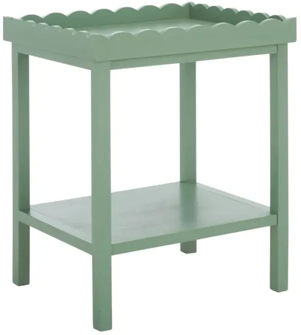 Myricus Scalloped Pine Accent Table